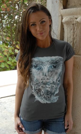 God Power tees God Almighty painting silkscreened womens charcoal fitted t shirt
